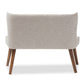 Scarlett Loveseat Mid-Century Modern Brown Wood and Light Beige Fabric Upholstered Button-Tufting with Nail Heads Trim 2-Seater Settee