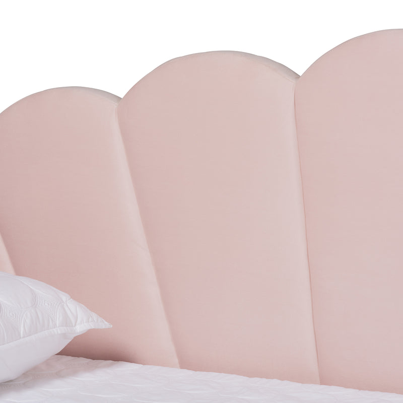 Timila Daybed - Modern and Contemporary Light Pink Velvet Fabric Upholstered