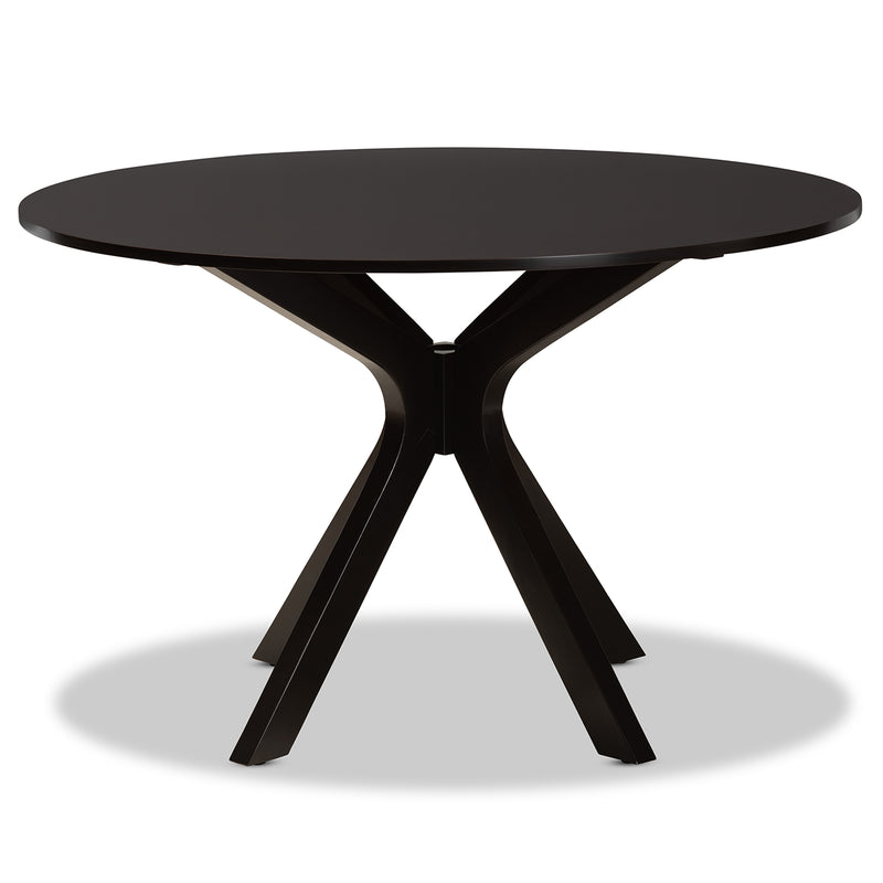 Kenji Dining Table Modern Contemporary Dark Brown Finished 48 Inch Wide Round Wood