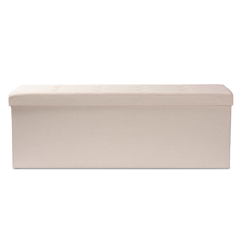 Haide Ottoman Modern and Contemporary Beige Fabric Upholstered Storage