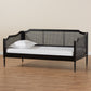 Hancock Twin Size Daybed Mid-Century Modern Design with Charcoal Wood and Synthetic Rattan Accents