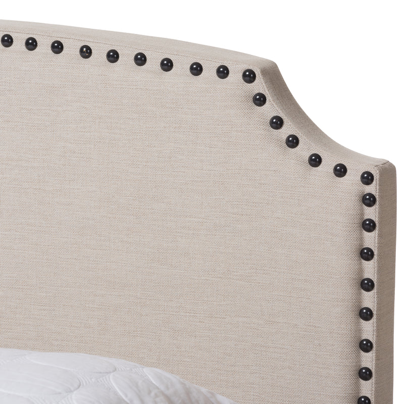 Odette Bed - Modern and Contemporary Light Beige Fabric Upholstered