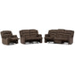 Hollace Modern Sofa Loveseat and Chair Set in Taupe Microsuede with 5 Recliners - Stylish Living Room Furniture