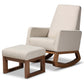 Yashiya Rocking Chair and Ottoman Set Mid-century Retro Modern Grey Fabric Upholstered