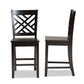 Caron Counter Stool Set Modern and Contemporary Transitional Dark Brown Finished Wood 2-Piece