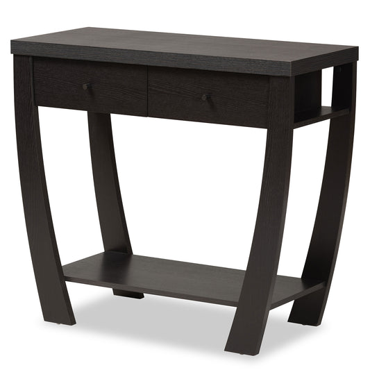 Capote Console Table Modern and Contemporary Espresso Brown Finished Wood 2-Drawer