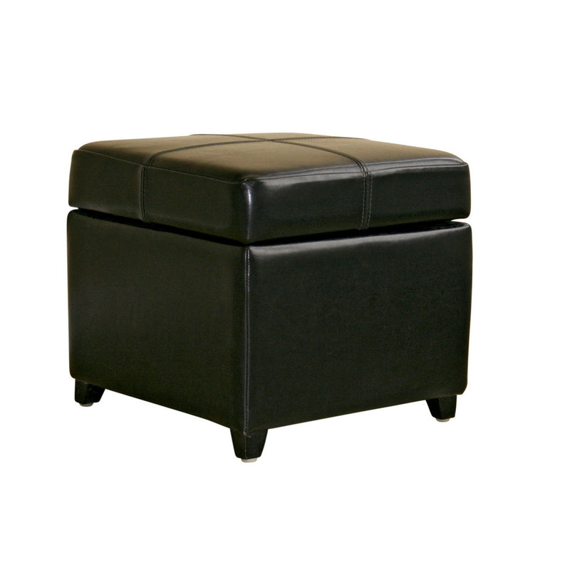 Black Full Leather Storage Cube Ottoman - Stylish and Functional Furniture for Living Room, Bedroom, or Office Storage Solutions