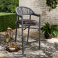 Wendell Outdoor Bar Stool Modern Contemporary Design Grey Finished Rope Metal Construction Stylish Patio Seating