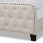 Annalisa Panel Bed - Modern Transitional Beige Fabric Upholstered Button Tufted