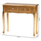 Newton Console Table Classic and Traditional Gold Finished Wood 2-Drawer