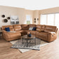 Mistral Sectional Sofa Modern Light Brown Palomino Suede 6-Piece Corner Lounge Suite with Recliners