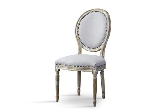 Clairette Wood Traditional French Accent Chair - Round Design, Elegant Upholstery, Vintage Style Home Decor Furniture