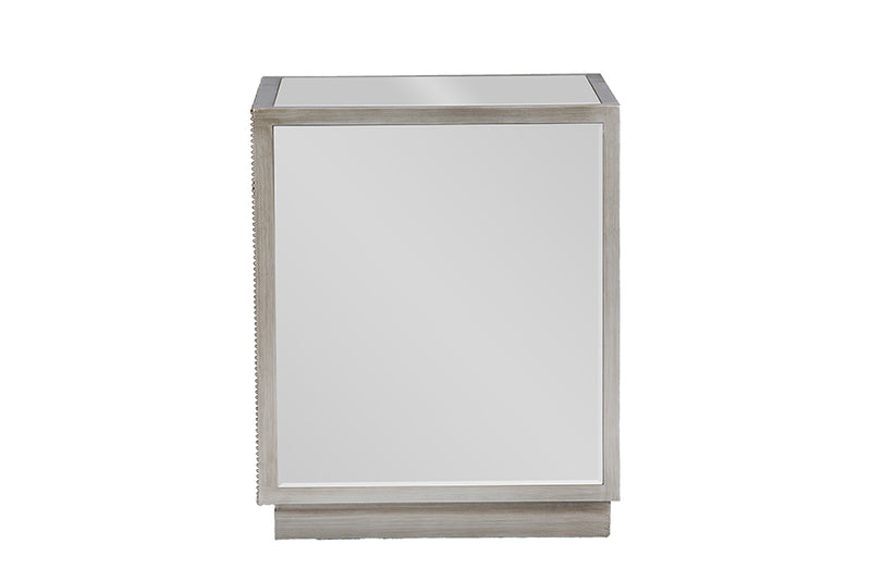 Currin Contemporary End Table with 3 Mirrored Drawers for Stylish Storage and Modern Decor