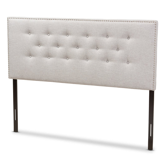 Windsor Headboard - Modern and Contemporary Greyish Beige Fabric Upholstered