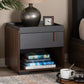 Rikke Nightstand - Modern Two-Tone Gray and Walnut Wood with 1 Drawer for Stylish Bedroom Storage