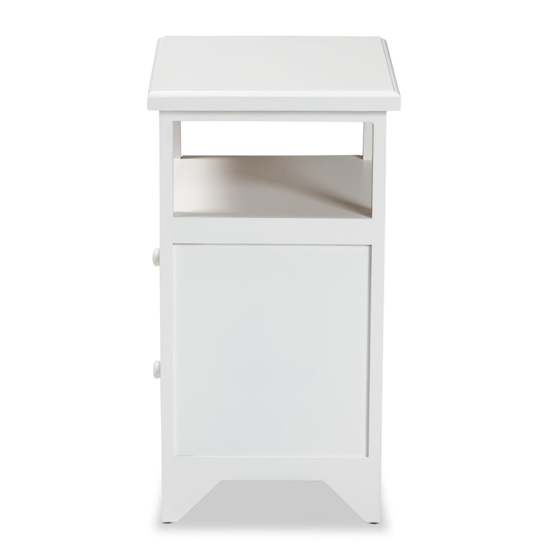 Karsen End Table - Modern White Finished Wood Design with 2 Drawers for Stylish Storage