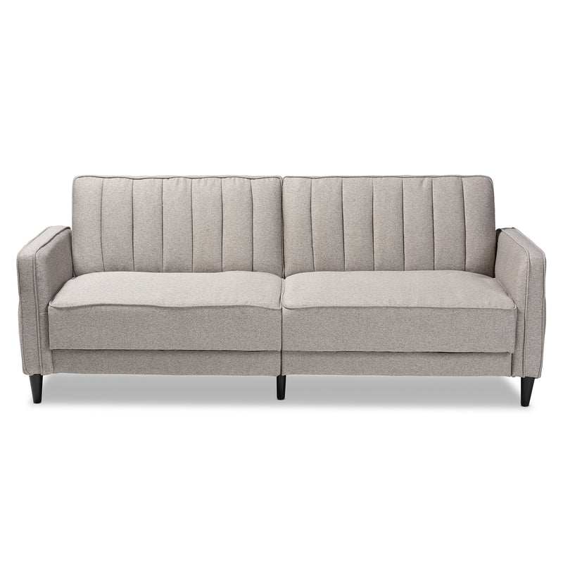 Colby Sleeper Sofa Mid-Century Modern Light Grey Fabric Upholstered Couch for Stylish Living Rooms and Guest Areas