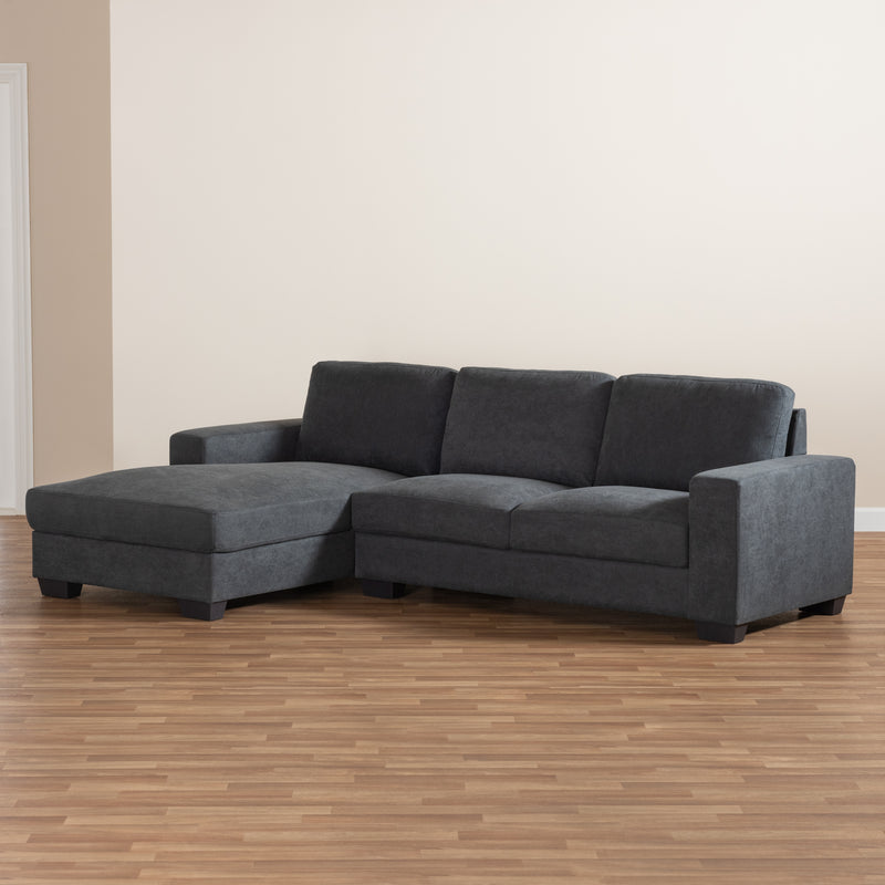 Nevin Sectional Sofa Modern and Contemporary Dark Grey Fabric Upholstered with Left Facing Chaise