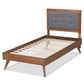 Alida Platform Bed - Mid-Century Modern Dark Grey Fabric Upholstered with Walnut Brown Finished Wood