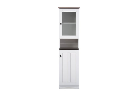 Lauren Buffet and Hutch Kitchen Cabinet in Two-tone White and Dark Brown