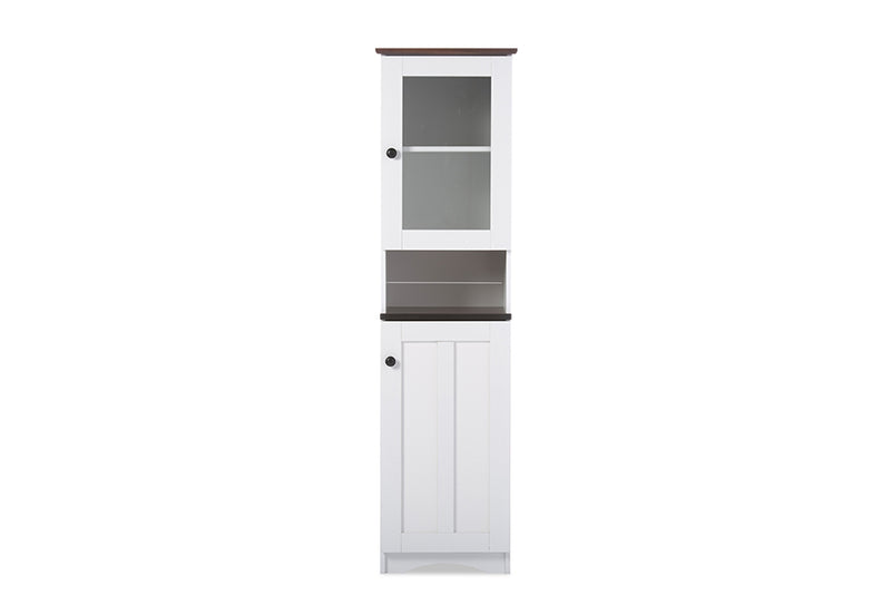 Lauren Buffet and Hutch Kitchen Cabinet in Two-tone White and Dark Brown