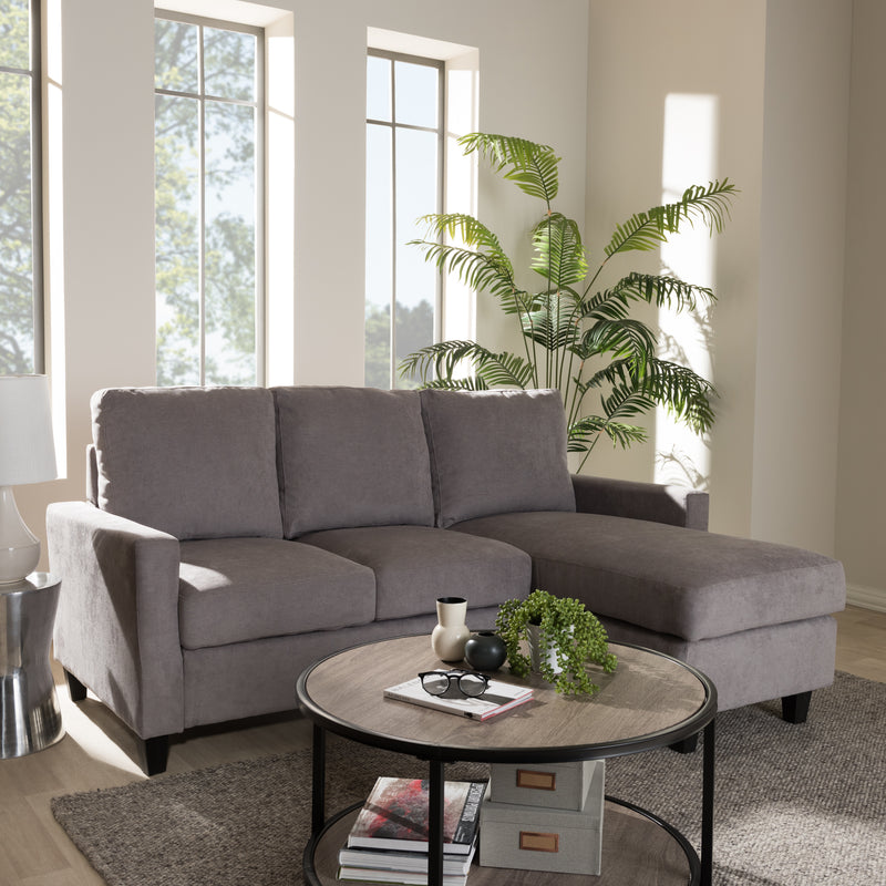 Greyson Sectional Sofa Modern and Contemporary Dark Grey Fabric Upholstered Reversible