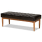 Daymond Dining Bench Mid-Century Modern Dark Brown Faux Leather Upholstered Walnut Brown Finished Wood