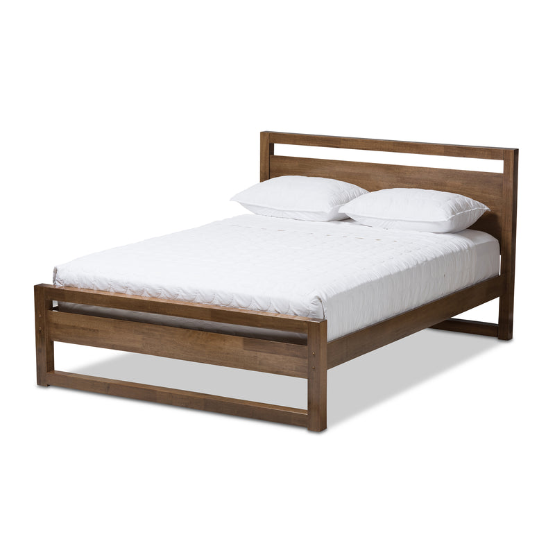 Torino King Size Platform Bed - Mid-Century Modern Solid Walnut Wood Open Frame for Stylish Bedroom Decor