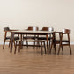 Cleo Dining Set Mid-Century Modern 6-Piece Collection with Espresso Fabric and Dark Brown Wood Finish