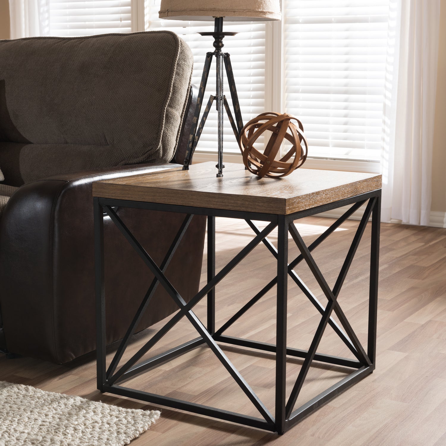 Holden Vintage Industrial End Table in Antique Bronze Finish - Stylish Accent Table for Living Room, Bedroom or Office Decor