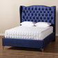 Hanne Glam and Luxe Wingback Bed - Purple Blue Velvet Fabric