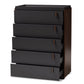 Rikke Chest - Modern 5-Drawer Storage Unit in Two-Tone Gray and Walnut Finished Wood