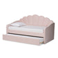 Timila Daybed - Modern and Contemporary Light Pink Velvet Fabric Upholstered with Trundle