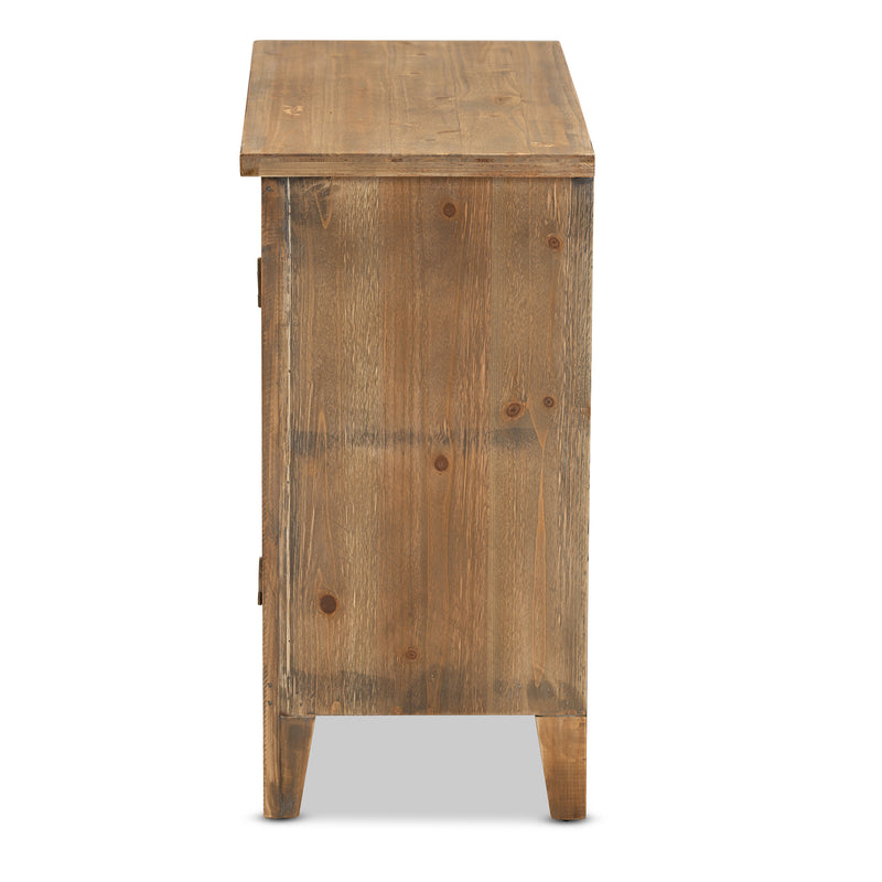 Clement Accent Storage Cabinet Rustic Medium Oak 2-Door Wood Spindle Design for Stylish Home Organization