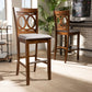 Carson Bar Stool Set Modern and Contemporary Grey Fabric Upholstered Espresso Brown Finished Wood 2-Piece