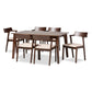 Berenice 7-Piece Dining Set: Mid-Century Modern Design with Cream Upholstery and Dark Brown Finished Wood