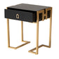 Luna End Table - Contemporary Glam Design with Black Wood and Gold Metal Accents