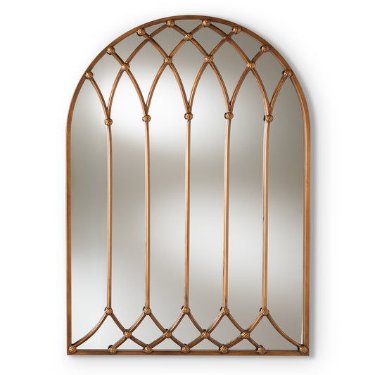 Freja Wall Mirror Vintage Farmhouse Antique Bronze Arched Window Accent for Home Decor