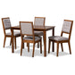 Suvi Dining Set Modern Contemporary Grey Fabric Upholstered Walnut Brown Finished Wood 5-Piece