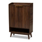 Lena Mid-Century Modern Shoe Cabinet Walnut Brown 5-Shelf Wood Entryway Storage for Organizing Footwear and Accessories