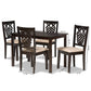 Gervais 5-Piece Dining Set Modern Sand Fabric Upholstered Chairs with Dark Brown Finished Wood Table