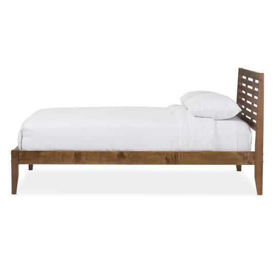 Daylan Queen Size Platform Bed - Mid-Century Modern Solid Walnut Wood with Slatted Design for a Stylish Bedroom