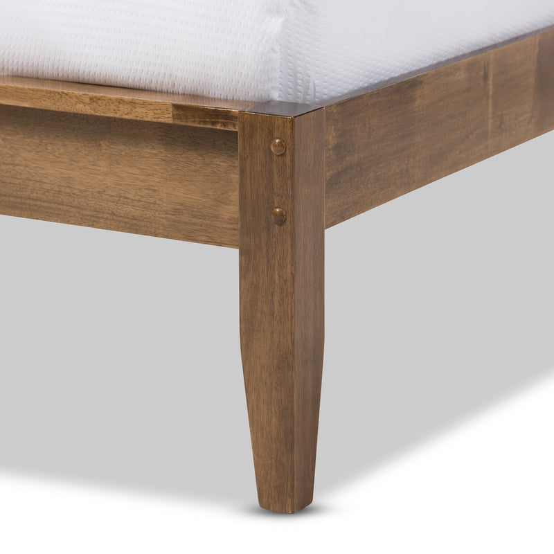 Daylan Queen Size Platform Bed - Mid-Century Modern Solid Walnut Wood with Slatted Design for a Stylish Bedroom