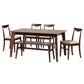 Delphina Dining Set Mid-Century Modern 6-Piece Cream Fabric and Dark Brown Wood Collection for Stylish Dining Rooms