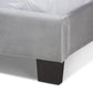 Fiorenza Panel Bed - Glam and Luxe Grey Velvet Fabric Upholstered with Extra Wide Channel Tufted Headboard