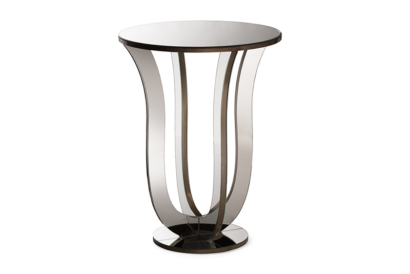 Kylie Mirrored Accent Side Table in Modern Contemporary Hollywood Regency Glamour Style