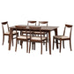 Delphina 7-Piece Dining Set Mid-Century Modern Cream Fabric Chairs with Dark Brown Wood Table Stylish Elegant Dining Room Furniture