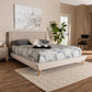 Naya Wingback Platform Bed - Mid-Century Modern Beige Fabric Upholstered