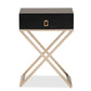 Patricia End Table Modern Contemporary Design Black Finished Wood Powder Coated Brass Effect Metal with 1 Drawer for Storage