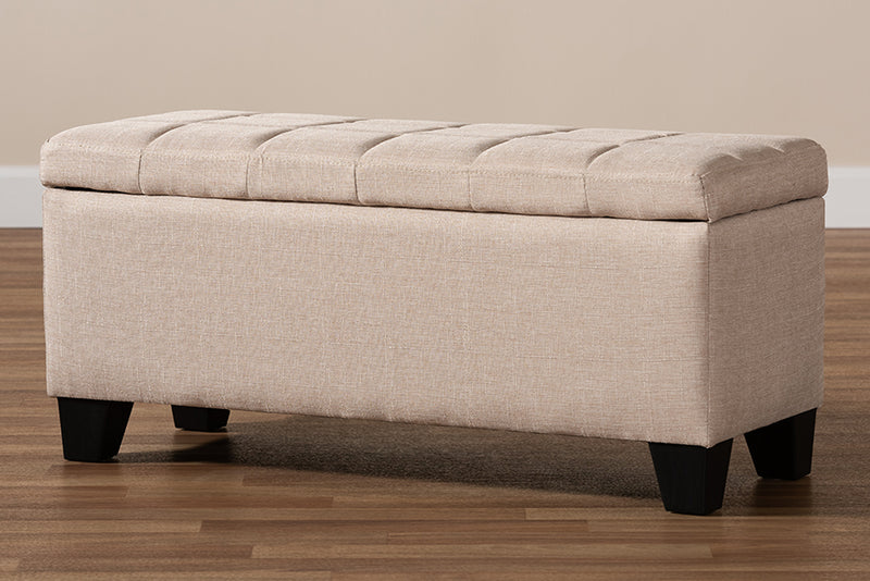 Fera Ottoman Modern and Contemporary Beige Fabric Upholstered Storage